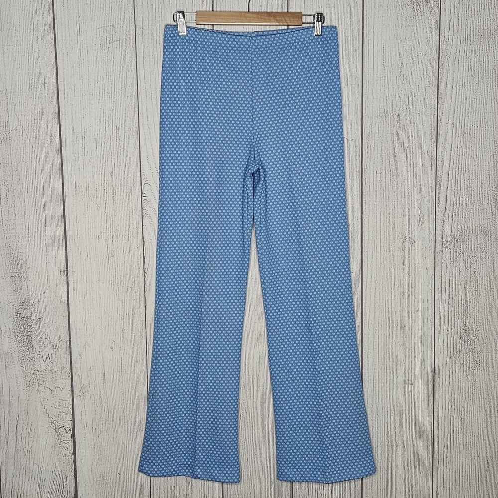 VTG 70s Funky Mod Blue Wide Bell Bottom High Waisted Disco Pants, sz 29x29.5